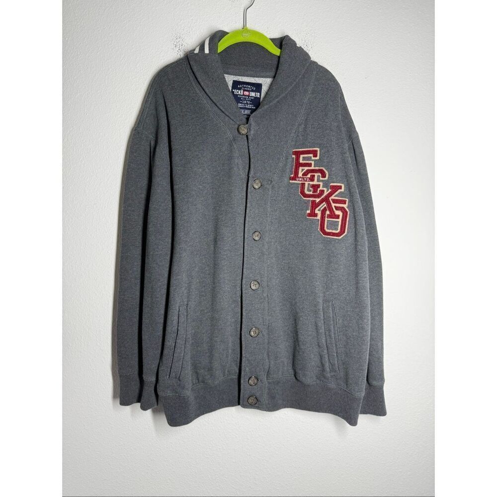 Ecko Unltd Men's Jacket XL Grey Collegiate Look Embellished